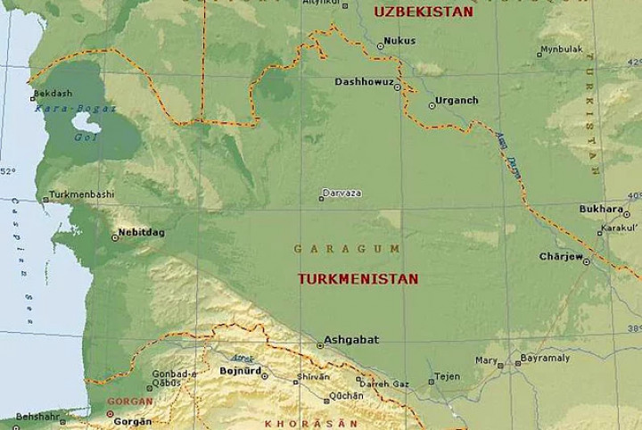 Газовый кратер "Дарваза" находится в Туркменистане, неподалёку от аула Ербент.
